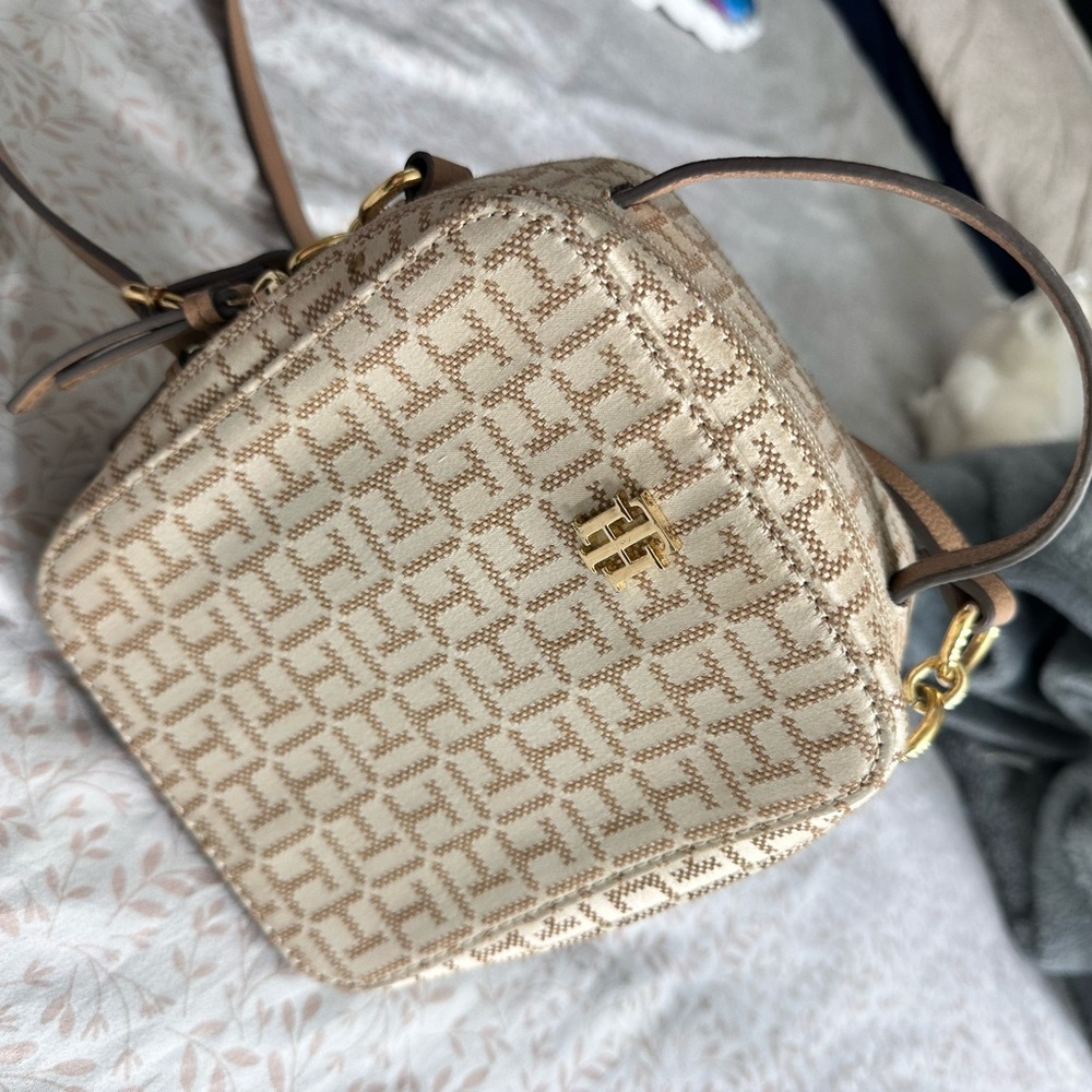 Tommy Hilfiger Tan Patterned Mini Bag